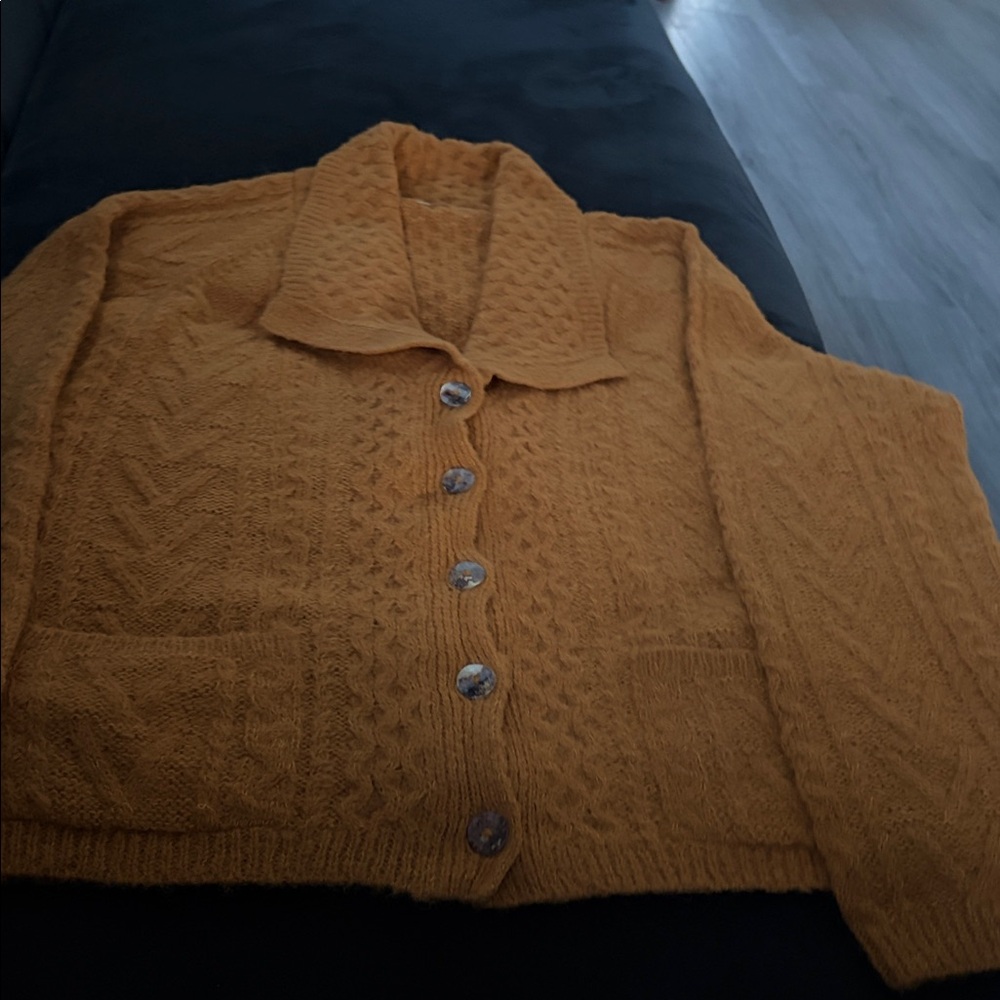 Matta Mustard Cable Knit Cardigan - Picture 2 of 6